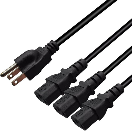 Toptekits 5-15P 3X C13 C13 3 (6ft/2m, 5-15P 3XC13) Computer Power Splitter Cord, NEMA to - Y-Cable, Power Cord Y