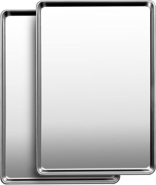 Skiennix Aluminum Alloy Baking Sheet Pan Set - 18" x 13" | Durable Cookie & Roasting Pans (2-Pack)