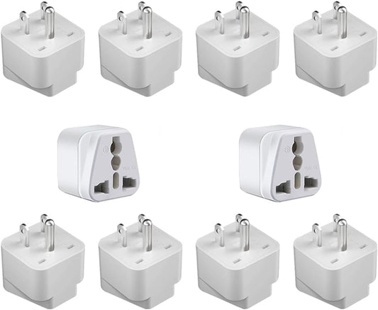 TEWOXIN 10PCS Plug,3-Prong 5-15P,10A/250V UK/AU to USA Travel Adapter Grounded NEMA Power Converter