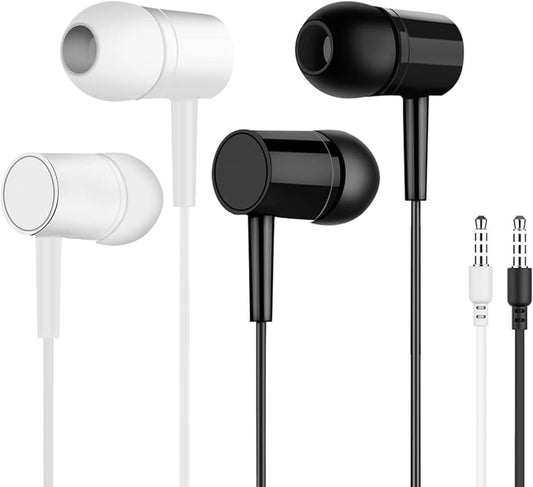 YEKBYOE 2 Pack, 3.5mm Wired Earphones No Microphone Earbuds, Stereo Sound In-Ear Earphones with Tangle-Free Cord