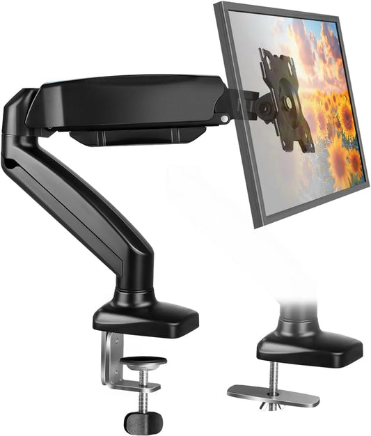 BFTOU 32 inches 17.6 lbs, Grommet Black Single Monitor Arm Adjustable Stand Monitor Mount up to and Computer Desk Mount