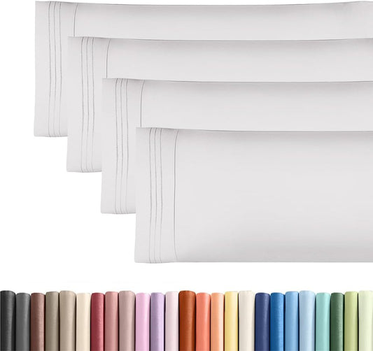 Skiennix Body Pillowcases Set of 4 | Soft, Breathable 20x54 Long Pillow Covers - Fade-Free & Machine Washable - French Grey