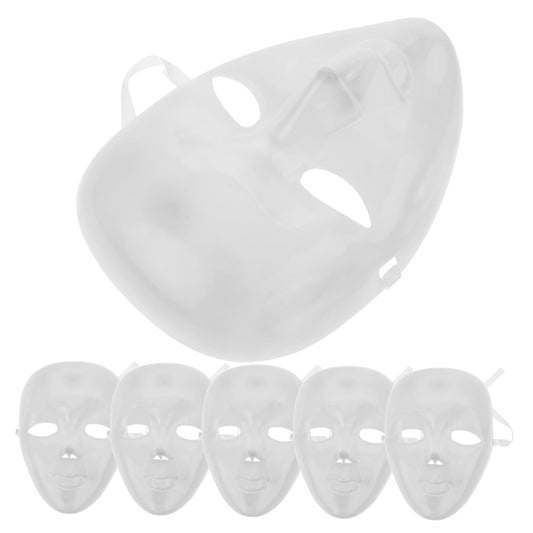 TOYANDONA 6 pcs DIY Blank Full Face Masks for Painting Sturdy Plastic Cosplay Props for Masquerade Costume Party and Role Playing Unpainted Craft Masks for Creative Decoration