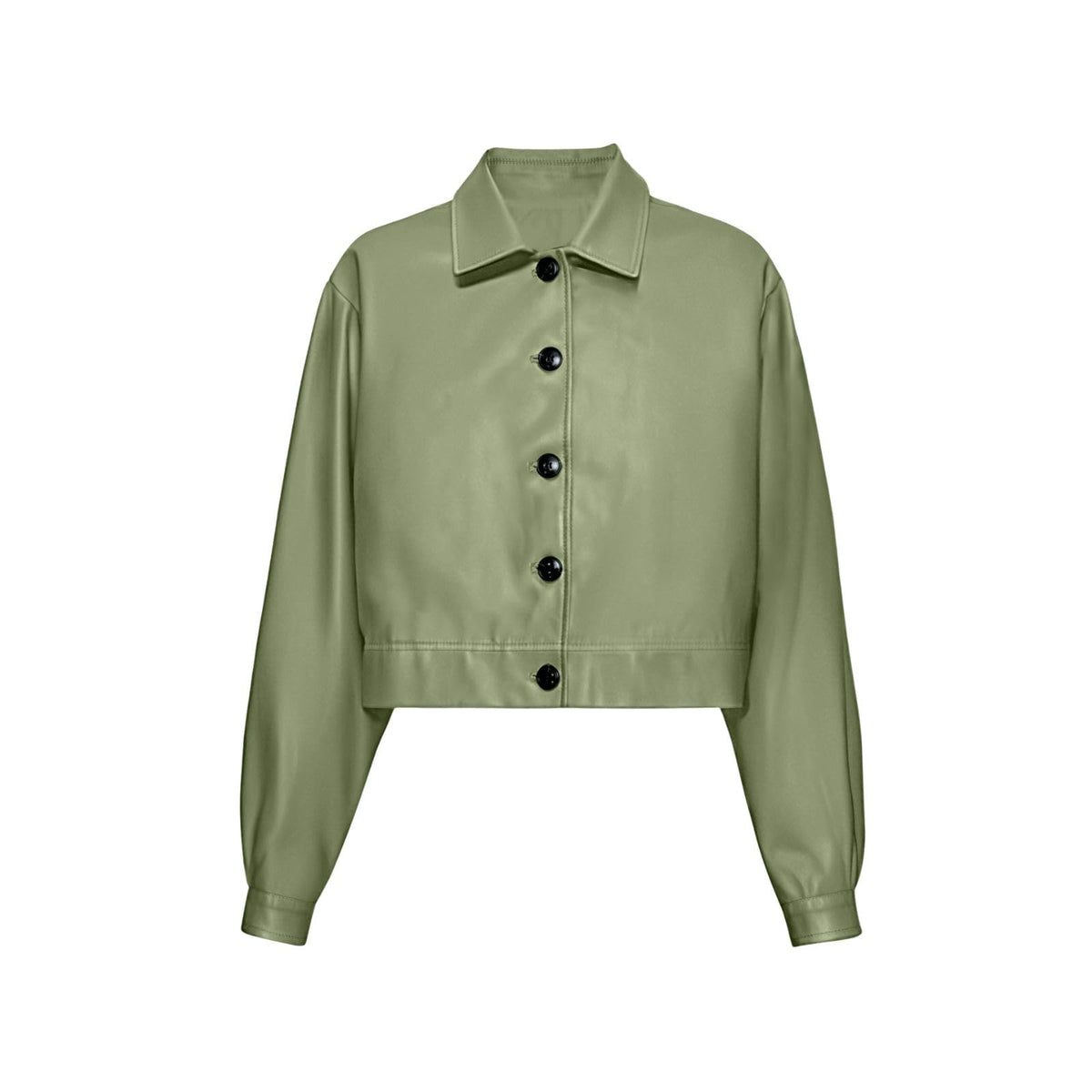 Muzly Women's Faux Leather Cropped Jackets Casual Lightweight Fall Fashion 2025 Winter Coats Outerwear Trendy Clothes(Green,XL)