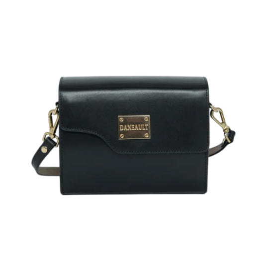 DANEAULT Small Reversible Purse - The Robbie - Elegant 2-in-1 Leather Handbag for Women - Dual-Color Reversible Design - Adjustable Strap - Crossbody & Shoulder Bag - Women’s Handbag - Black & Taupe