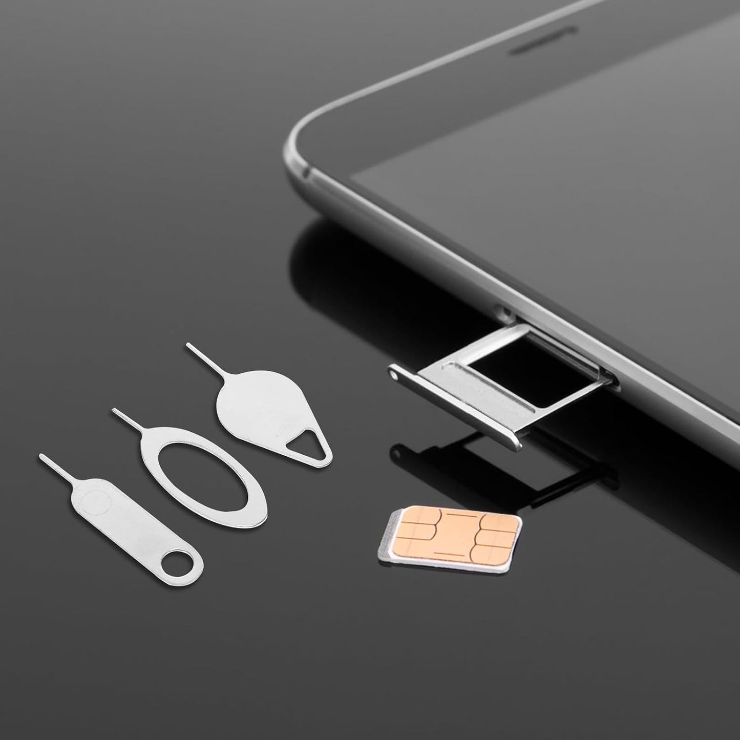 100 Kichvoe Pcs Sim Card Tool Kit for Smartphones and Tablets Silver Metal Sim Ejector Pins with Practical Eject