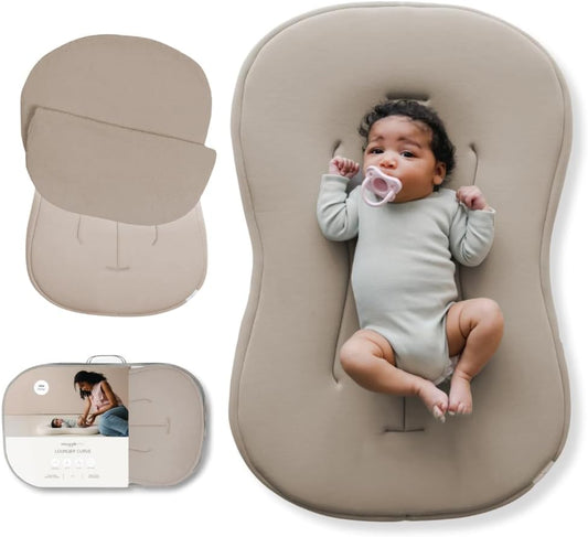 Snuggle Me® Baby Lounger - Premium Organic Cotton Infant Nest with Foam Core & Travel Bag | Birch (0-6 Months)