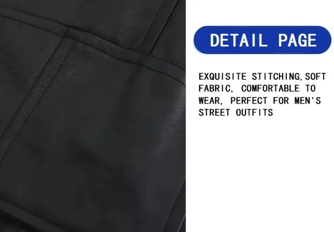 Men’s Leather Jacket Classic Biker Style Motorcycle Coat Fit Fashion Outerwear for Casual, Travel & Work Lightweight Fall & Winter Jackets for Men (US, Alpha, XX-Large, Regular, Regular, Black)