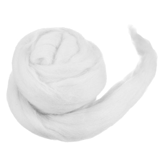 MECCANIXITY Wool Roving Yarn Soft Felting Wool 120g/4.23oz Pure Chunky Roving Yarn for Needle Felting Knitting Blanket Spinning Weaving Art DIY Craft White