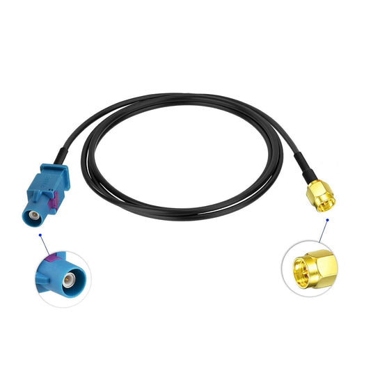 1m 3feet 4G Fakra Z Male to SMA Male Car Antenna Adapter Cable for Vehicle Stereo Android Head Unit GPS Navigation