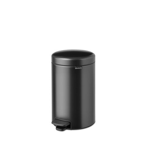 Brabantia Step-On Small Trash Can | Confident Gray | 3.2 Gallon / 12L | Bathroom, Bedroom, Office Trash Can, Light Pedal Opening, Handle & Removable Inner Bucket | 9.9 x 13.3 x 16.2 | + Trash Bags