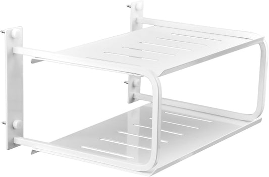 Tookie 2 Layers Projector Shelf, Wall Mount Double Floating Shelf Under TV Entertainment for Projector Router Camera