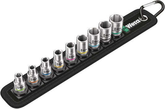 WERA 05003883001 Zyklop Socket Set - 1/4" Drive, 9-Piece Belt A Tool Kit