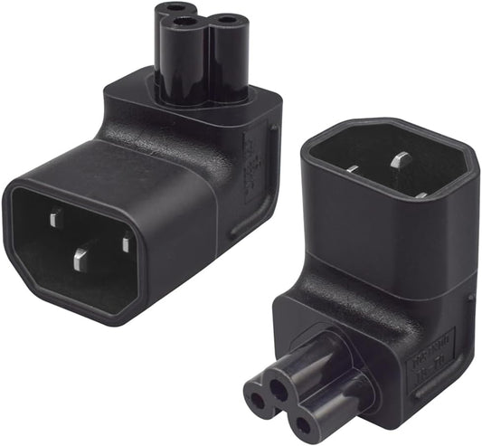 TEWOXIN 2PCS IEC320 C14 C5 10A 250V, (2PCS C14 C5 Up Bend to Power Adapter Converter, for Laptop, Computer Monitor, TV