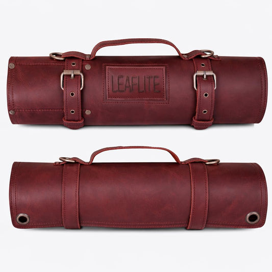 Leaflite Leather Knife Roll Bag – Chef Knife Bag with 7 Pockets – Durable Crazy Horse Leather Knife Roll for Professional Chefs – Portable Knife Storage Case