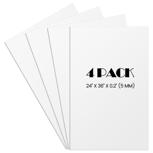 Elcoho 4 Pack White Foam Board, 24 x 36 Inch Acid-Free Foam Core Board, 5mm Thick Double Sided White Poster Boards for Presentation Art Display Office School Projects Crafting Sign Making