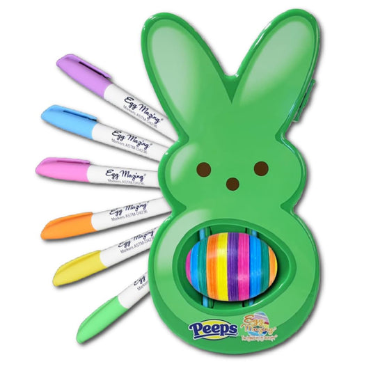 The Eggmazing Egg Decorator - Peeps Bunny - Arts and Craft Set Includes 6 Colorful Quick Drying, Non-Toxic Markers (Green, Ages 3 and Up)