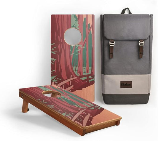 Elakai National Parks Series Premium Travel Cornhole Boards with Carry Case Backpack 1x2