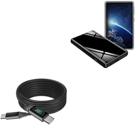 BoxWave MP3 (4GB) (6ft) (100W), Cable Compatible with PtevSoh Player - PowerDisplay PD Cable - USB-C to USB-C LED