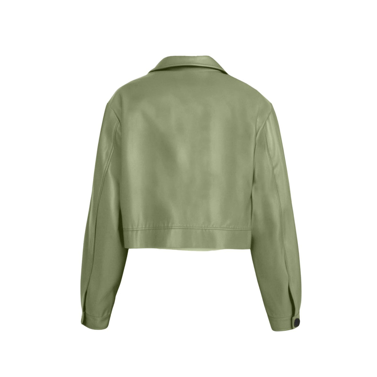 Muzly Women's Faux Leather Cropped Jackets Casual Lightweight Fall Fashion 2025 Winter Coats Outerwear Trendy Clothes(Green,XL)