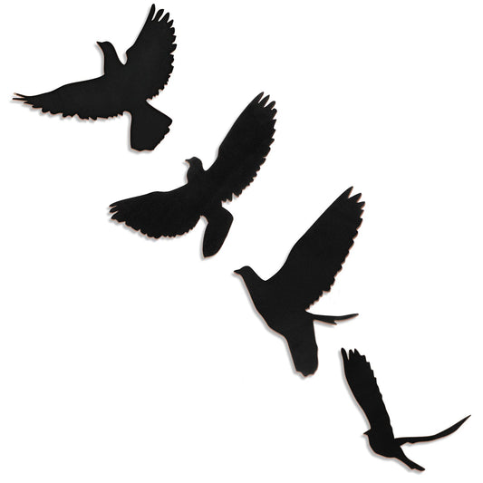 Blulu 4 Pieces Wooden Bird Wall Decor Flying Bird Sculptures Wall Art Decor Silhouette Art Wooden sign for Home Living Room Bedroom Kitchen Hanging Decoration, 4 Size