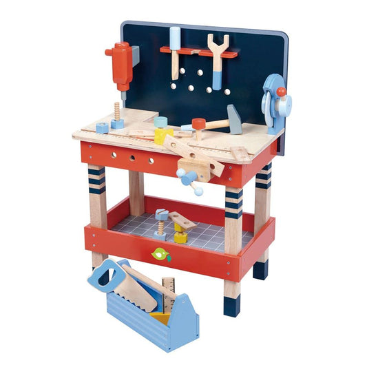 Tender Leaf Toys - Tender Leaf Tool Bench - 18 Pieces Pretend Play Construction Tool Set Made with Premium Materials and Craftsmanship - Creates Interest in DIY and Creative Role Play for Children 3+