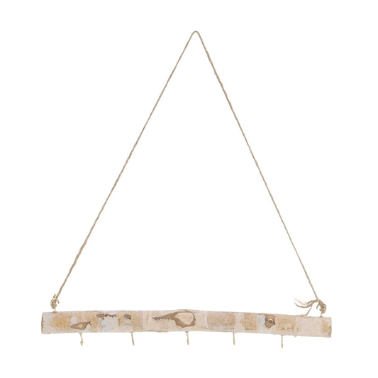 MECCANIXITY 15'' Driftwood Wall Hanging, Driftwood Jewelry Hanger Decorative Branches with 5 Hooks for DIY Art Crafts Wall Hanging Woven, Style 3