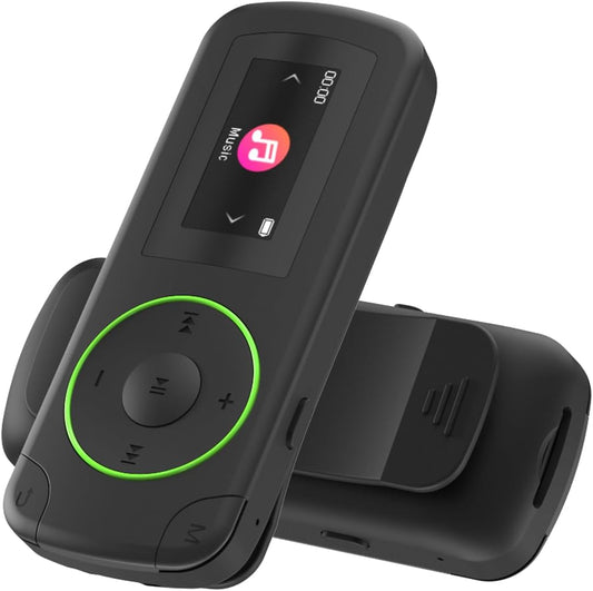 wiwoo 64GB MP3 MP3 Sport Clip on Player with Bluetooth- Superlight Mini Player with Clip and Recorder(No FM), MicroSD