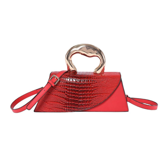 WIGUYUN Women Patent Leather Alligator Purse Crocodile Evening Handbag Clutch Bag Shoulder Cross Body Envelope Bag,Red