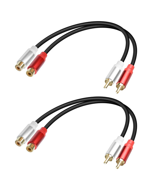 2Pack 1FT, 2RCA 2RCA GELRHONR RCA Extension Cable Short Male to Female Stereo Audio Cable for Subwoofer, Speaker, Home