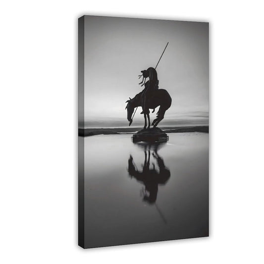 BMtyDG End Of The Trail Silhouette Black And White Canvas Poster Wall Art Prints Room Aesthetic Murals Bedroom And Living Decorations Frame 12x18inch