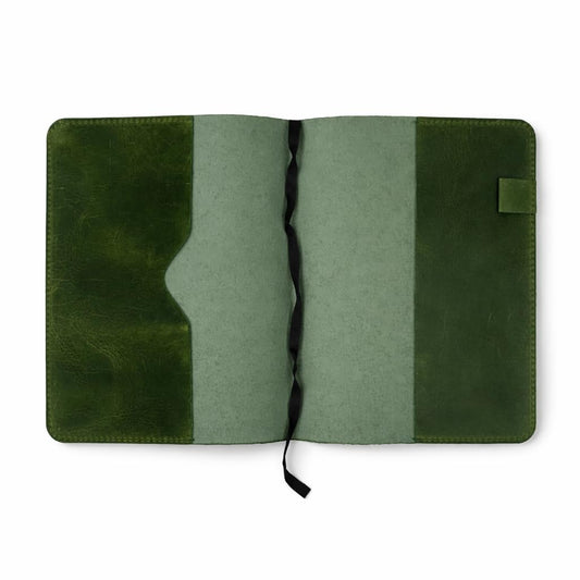 TheAntiq Premium Leather Journal Cover A5 – Handmade Refillable Notebook Cover Sleeve with Pen Holder for Writing, Travel & Business Use 5.75 x 8.25 (Green)