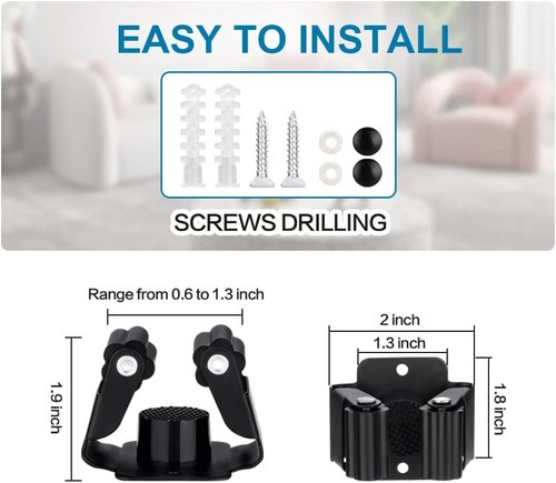 JAMEND Heavy-Duty Broom and Mop Holder - 24 PCS Wall-Mounted Organizer Rack | Stainless Steel Finish