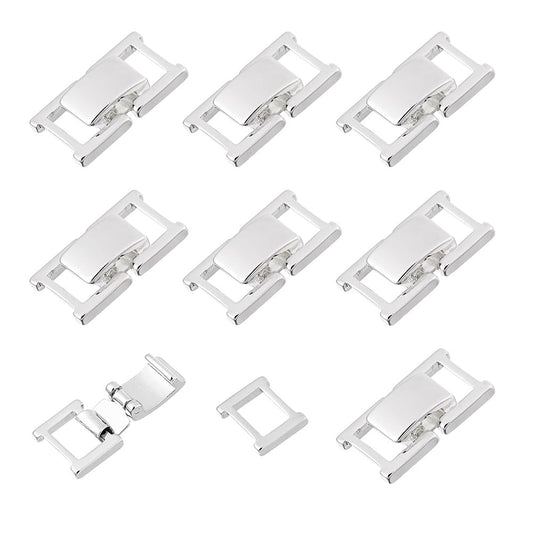 DICOSMETIC 10Pcs Fold Over Jewelry Clasp 925 Sterling Silver Plated Necklace Extension Clasps 0.69x0.41x0.16 Inch Brass Bracelet Extenders Small Fastener Extension Clasps for DIY Craft Jewelry Making