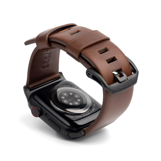 KORDIZ Modern Leather MAX Band for Apple Watch Series 11 10 9 8 7 6 5 & SE3 SE2 SE [46/45/44mm] – Premium Full-Grain Leather Strap for Men, Rugged Modern Design, Stainless Steel Buckle, Comfortable Everyday Fit – 26mm Wide Leather Band (46/45/44mm | Dark