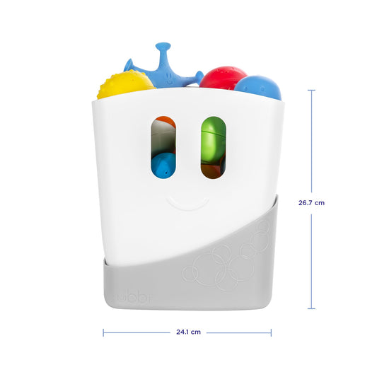 Ubbi Baby Bath Time Essential Gift Set, Includes Drying Bin and 11 Bath Toys, Dishwasher Safe, White
