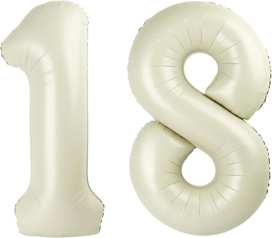 Number Balloons 40 Inch Cream | 18th Birthday Party Decoration for Men & Women