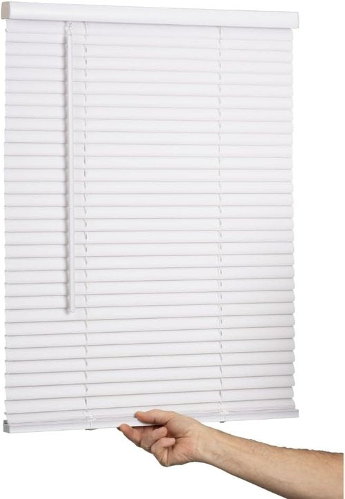 LOTUS & WINDOWARE Cordless Mini Blinds - 1" Vinyl Slats, 35" W x 72" L - White Light Filtering Window Blinds