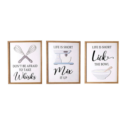 3 Pack Wooden Kitchen Wall Decor Dining Room Decor Dining Room Decoration Baking Themed Wall Plaques Funny Baking Kitchen Wall Decor Set 8x10 Rustic Farmhouse Wood Signs with Humorous Quotes