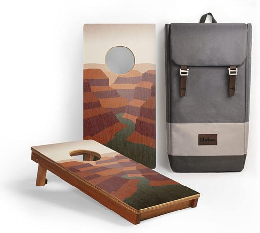 Elakai National Parks Series Premium Travel Cornhole Boards with Carry Case Backpack 1x2