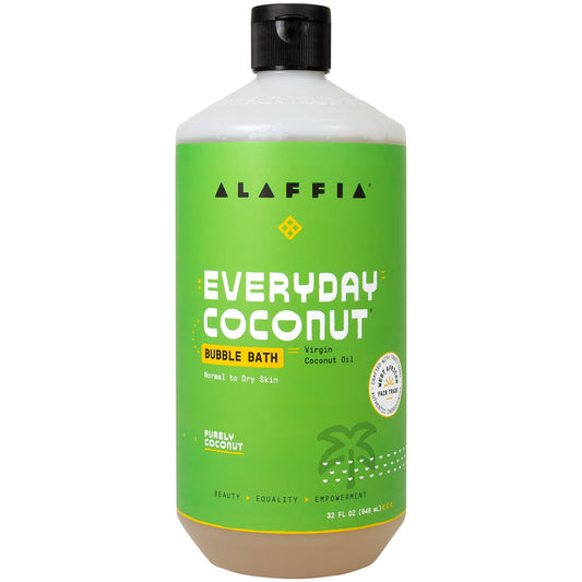 Alaffia Everyday Coconut Bubble Bath, Purely Coconut Scent, 32 Oz
