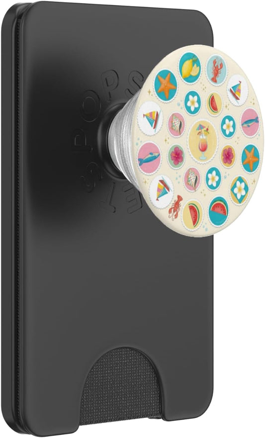 Beachy Summer Lobster Sardine Fish Coastal Collage PopSockets PopWallet for MagSafe