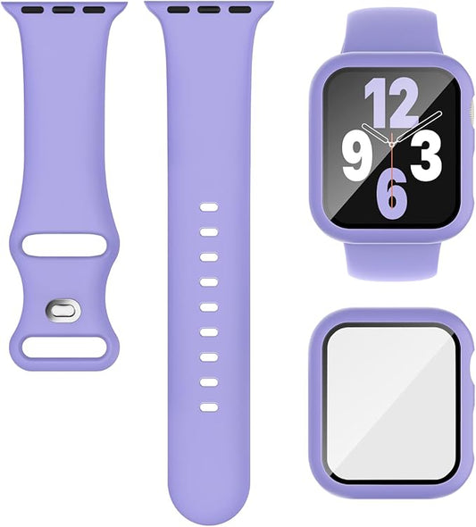 Compatible for Apple Watch Series 11 10 Band 46mm and Case with Screen Protector, Soft Silicone Sport Strap Bands and Protective Cover with Tempered Glass for iWatch Series 11 10