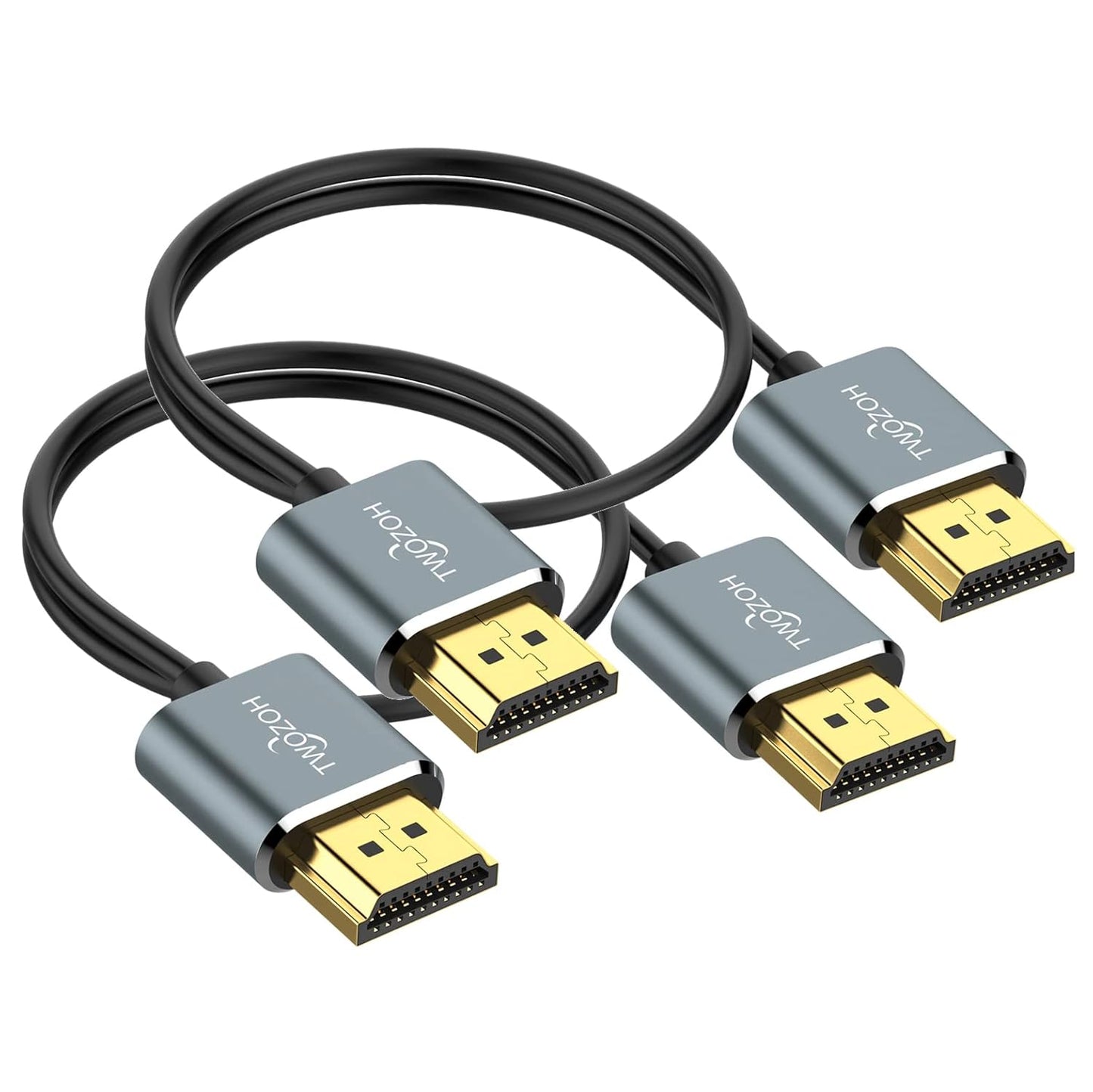 Twozoh 1.6FT 2 Pack, 4K@60Hz 18gbps 2160P/1080P Flexible & Slim HDMI Cable Ultra Thin HDMI Cord Supports High Speed