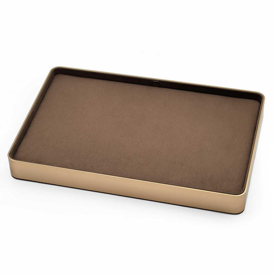 KOLOKAL Metal Jewelry Tray, Valet Tray, Bedside Table and Desktop Organizer. It is Stackable and can be Used to Display Watches, Rings, Earrings and Bracelets（Brown）