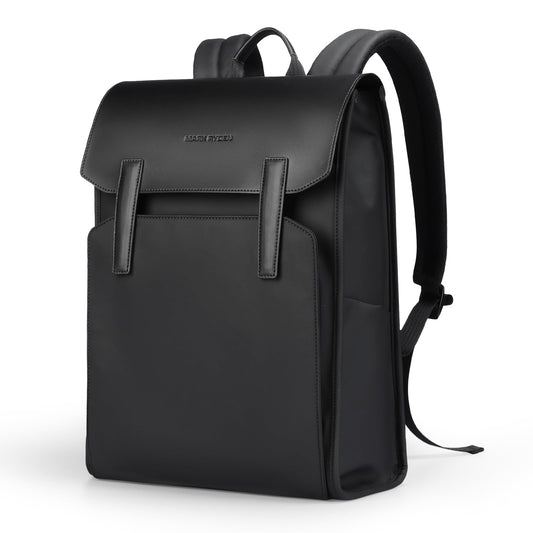 Muzee Leather Backpack for Men and Women, Minimalist Commuter Backpack Fits for 15.6 Inch Laptop, Slim Laptop Backpack with Magnetic Clasp