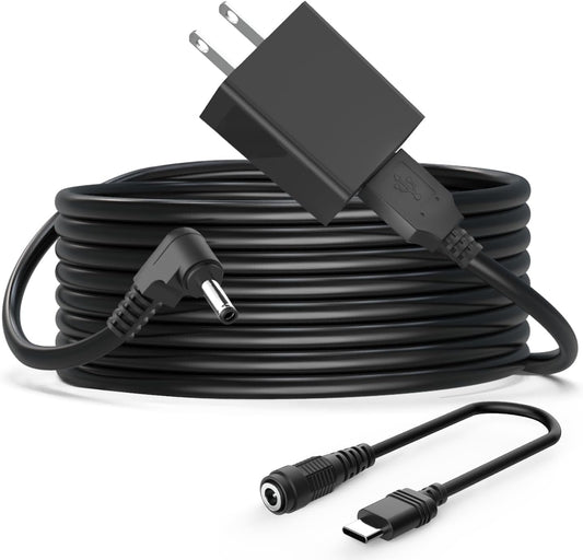 Cordro 13.2FT 3rd Gen/2nd Charger Cable Power Adapter Compatible with Ring Stick Up Cam Battery/Plug-in Gen & Ring Pan