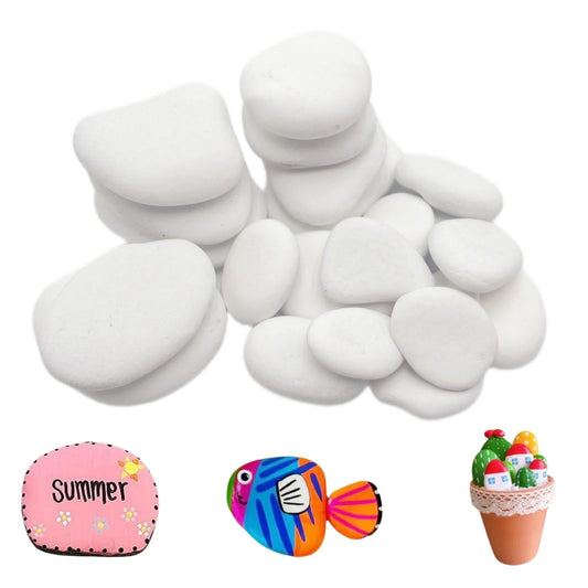MEILALA 28PCS White Painting Rocks, Medium & Small Rocks for Painting ，DIY Rocks Flat & Smooth Kindness Rocks for Arts, Crafts, Decoration