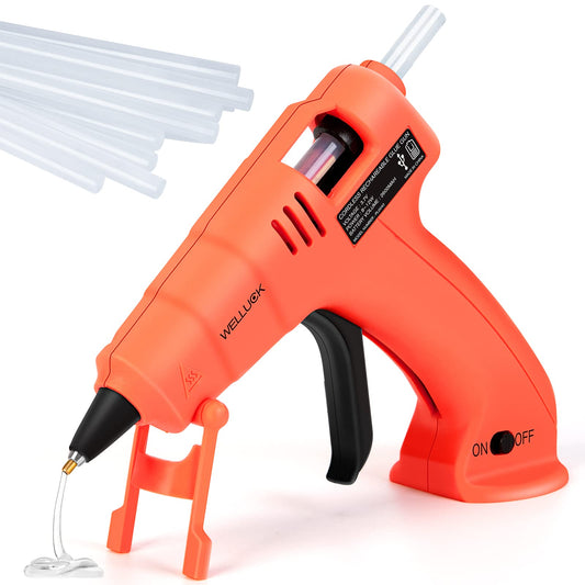 WELLUCK Cordless Hot Glue Gun, USB Rechargeable Wireless Mini Hot Melt Glue Gun with 20 Glue Sticks and USB Cable, Battery Operated Glue Gun DIY Tool for Art, Crafts, Decorations, Fast Repairs