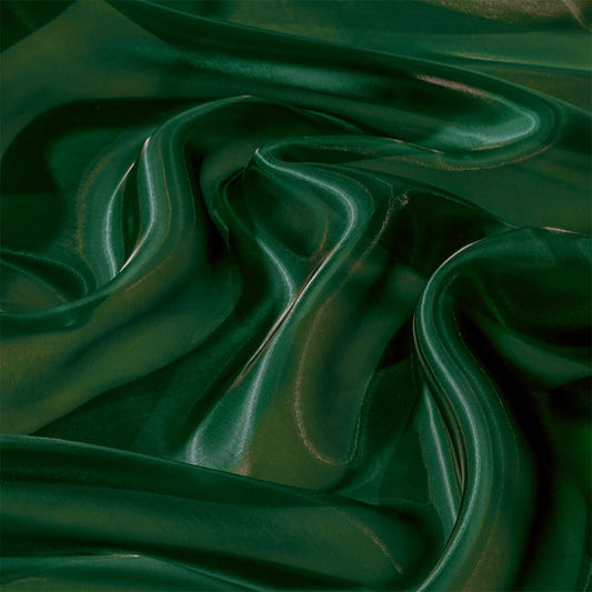 Forest Green See Through Fabric, 5 Yard Organza Fabric, Silky Glitter Translucent 44" Wide Tulle Material for Wedding Dresses Fashion DIY Crafts Party Event Decorations